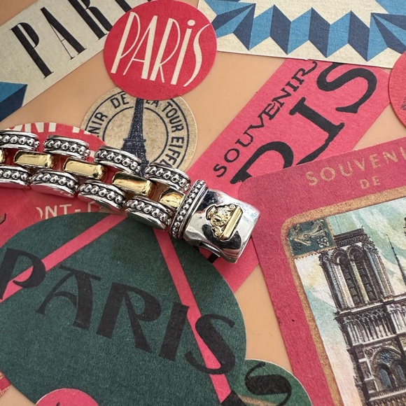 Lagos Silver and 18k Gold Caviar linked Bracelet - Picture 7 of 8